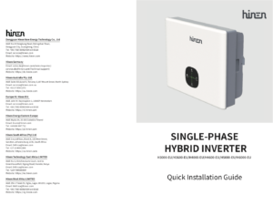 Hinen H5000-EU installation manual cover for TerraVolt H5