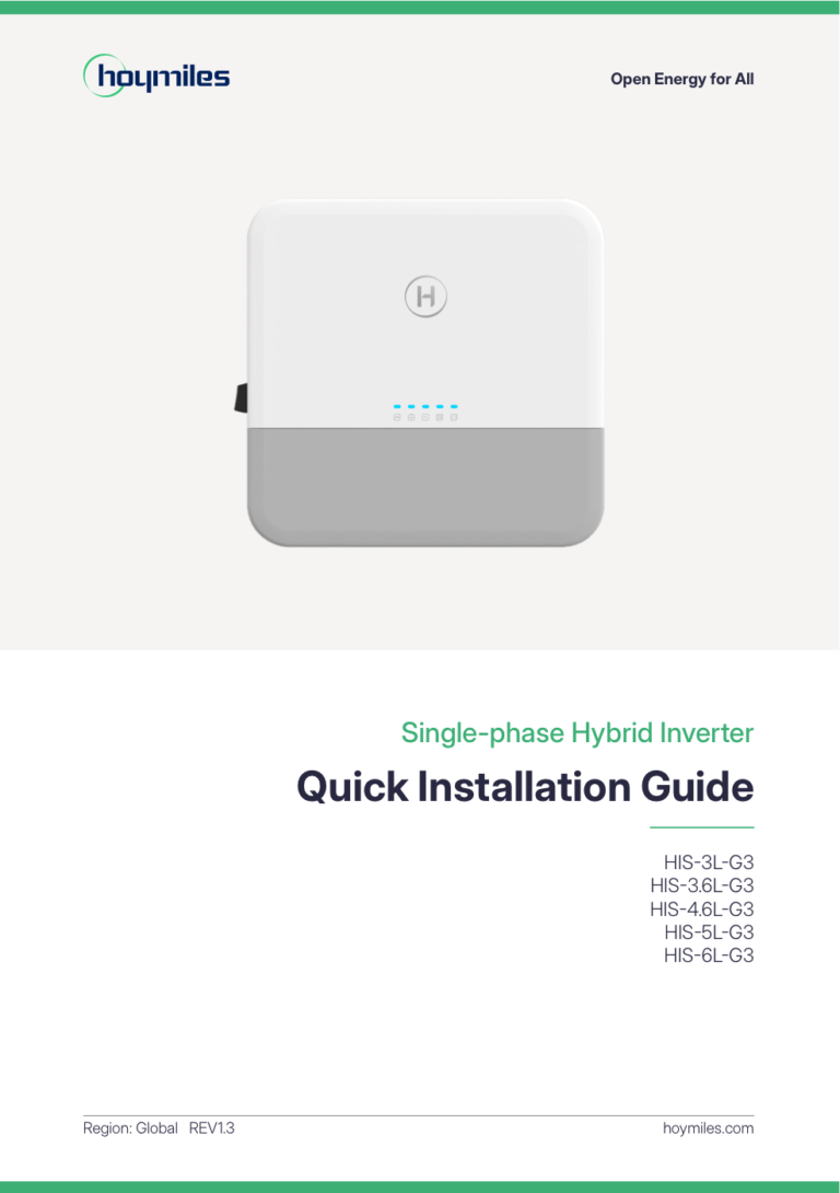 Hoymiles quick installation guide cover for TerraVolt H5