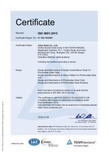 ISO 9001 certificate