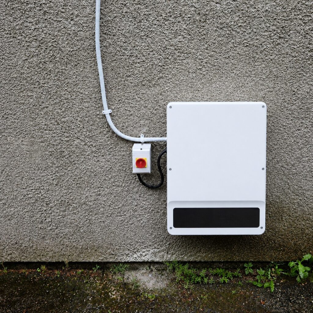 GoodWe GW10K-BT connection detail (visualization generated from the manufacturer product photo, not an installation photograph)